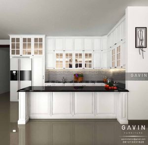 design kitchen set klasik finishing duco putih