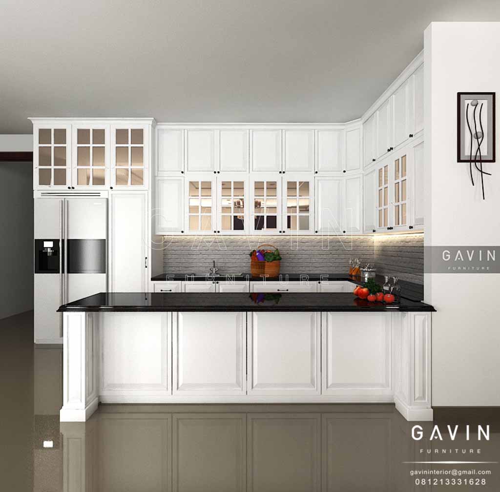 design kitchen set klasik finishing duco putih Gavin Interior