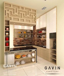 jual kitchen set minimalis modern dengan minibar Q2786