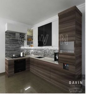 contoh lemari dapur minimalis modern letter L di menteng Q2254