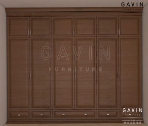 desain lemari pakaian jati finishing melamik project di Ragunan Q2952