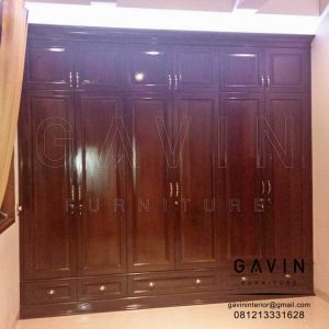 lemari pakaian jati finishing melamik project di Ragunan Q2952