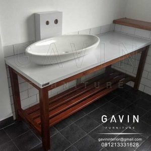 Contoh Meja Wastafel Dengan Top Meja HPL White Project Cireundeu Q3050