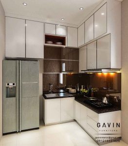 Finishing HPl supreme white glossy untuk kitchen di Latumenten Q2978