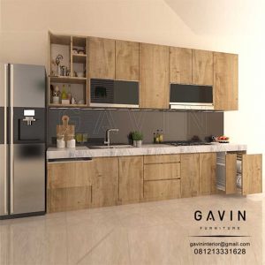 3D Kitchen Set Coklat Letter i Finishing HPL Q3088