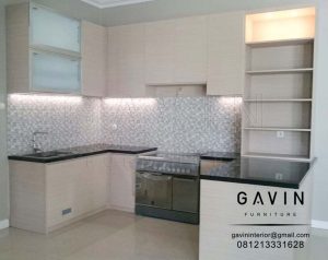 Contoh Kabinet Dapur Coklat Finishing HPL Project Bintaro Q3054
