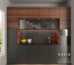 design 3D pantry dapur minimalis modern finishing hpl Q3007