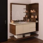 model kabinet wastafel minimalis dengan cermin custom