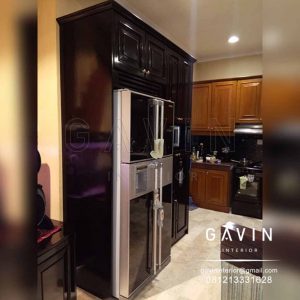 kabinet kulkas kayu jati finishing melamik di permata hijau Q3087