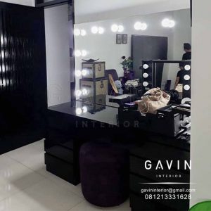 meja rias hitam glossy finishing HPL th-O03 G Q3175