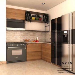 buat lemari dapur ukuran kecil minimalis warna coklat Q3082