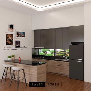 Buat Kitchen Set Motif Kayu & Abu-abu Cluster Lotus Serpong Lagoon Setu Tangerang ID4582T