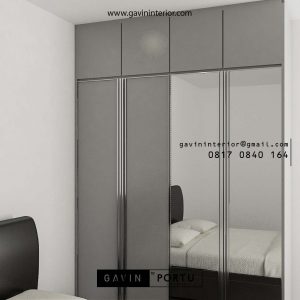 Lemari Pakaian Minimalis Light Grey Apartemen Veranda Residence at Puri Kembangan Id4883PT