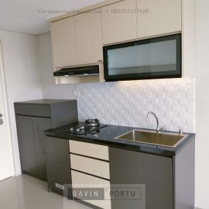 Tempat Bikin Kitchen Set Grey Kombinasi Motif Kayu Perkici Raya Bintaro Pondok Aren ID5016T