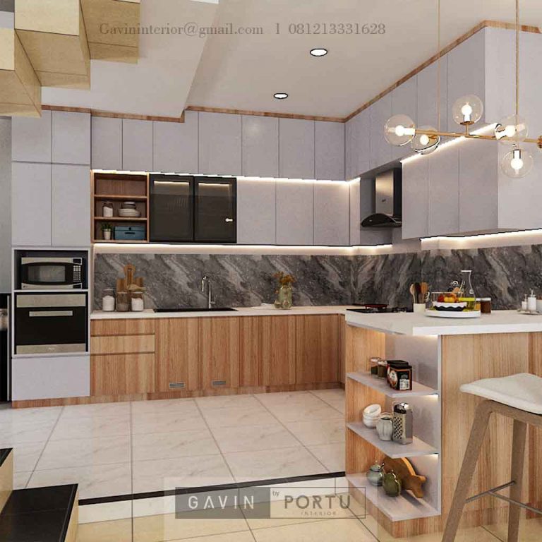 Kitchen Set HPL Motif Kayu & Putih Perumahan Citra Garden 2 Kalideres